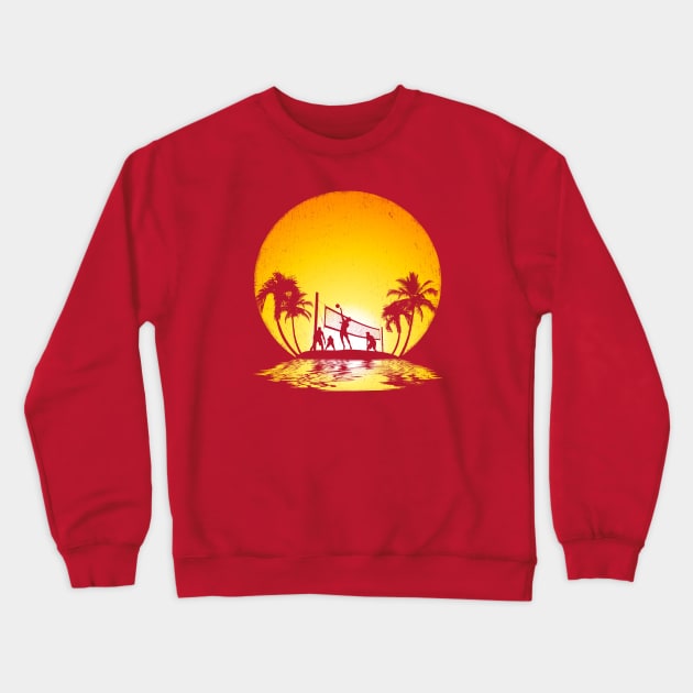 Sunset Beach Volleyball Crewneck Sweatshirt by cjboco